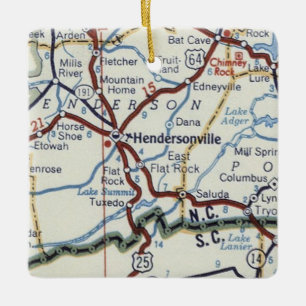 Hendersonville NC  Map Keramisch Ornament