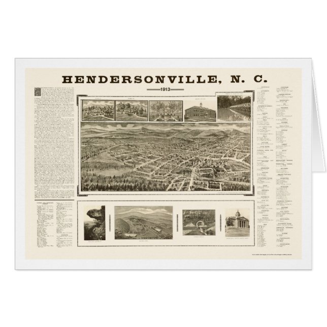 Hendersonville, NC Panoramic Map - 1913 (Voorkant Horizontaal)
