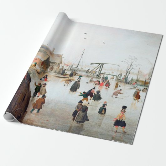 Hendrick Avercamp Ice Skatea vlakbij een dorp Cadeaupapier (Uitgerold)