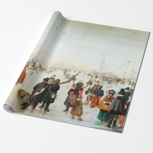 Hendrick Avercamp Joeit de ijskast nabij een stad Cadeaupapier (Uitgerold)