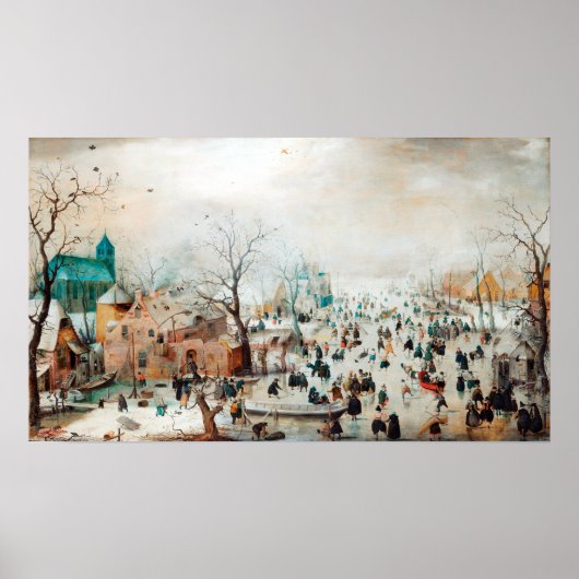 Hendrick Avercamp Winter Landschap met Ice Skater Poster (Voorkant)