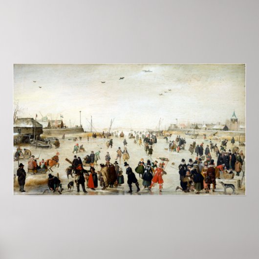 Hendrick Avercamp Winter Scene op een bevroren kan Poster (Voorkant)