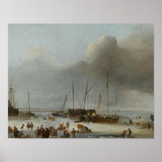 Hendrick Dubbels - Ice-Skating op de oosthaven Poster (Voorkant)