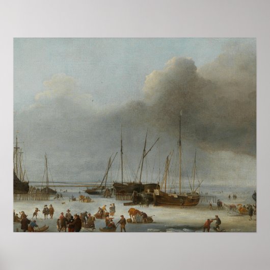 Hendrick Dubbels - Ice-Skating op de oosthaven Poster (Voorkant)