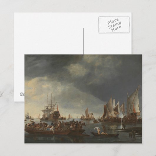 Hendrick Dubbels - Port with Sailing Ships Briefkaart (Voorkant / Achterkant)
