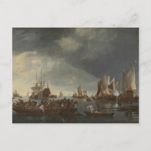 Hendrick Dubbels - Port with Sailing Ships Briefkaart