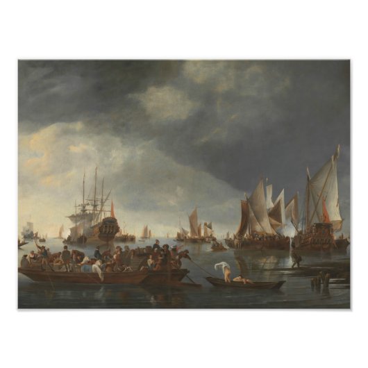 Hendrick Dubbels - Port with Sailing Ships Foto Afdruk (Voorkant)