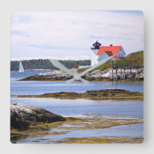 Hendricks Head Lighthouse, Maine Clock Vierkante Klok
