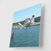 Hendricks Head Lighthouse, Maine Clock Vierkante Klok (Hoek)
