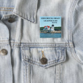Hendricks Head Lighthouse, Maine Pin Vierkante Button 5,1 Cm (In situ)
