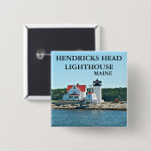 Hendricks Head Lighthouse, Maine Pin Vierkante Button 5,1 Cm (Voorkant /achterkant)