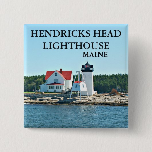 Hendricks Head Lighthouse, Maine Pin Vierkante Button 5,1 Cm (Voorkant)