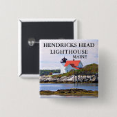 Hendricks Head Lighthouse, Maine Pin Vierkante Button 5,1 Cm (Voorkant /achterkant)