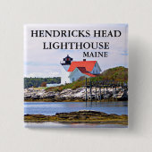 Hendricks Head Lighthouse, Maine Pin Vierkante Button 5,1 Cm (Voorkant)