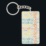 Hendrix Sleutelhanger<br><div class="desc">Hendrix. Show en draag deze populaire, mooie mannelijke voornaam die is ontworpen als kleurrijke tekstwolk gemaakt van horizontale en verticale krommende typografie van handletters in verschillende maten en schattige verse kleuren. Draag je positieve amerikaanse naam of show de wereld waar je van houdt of waar je van houdt. Merk met...</div>