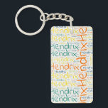 Hendrix Sleutelhanger<br><div class="desc">Hendrix. Show en draag deze populaire, mooie mannelijke voornaam die is ontworpen als kleurrijke tekstwolk gemaakt van horizontale en verticale krommende typografie van handletters in verschillende maten en schattige verse kleuren. Draag je positieve amerikaanse naam of show de wereld waar je van houdt of waar je van houdt. Merk met...</div>