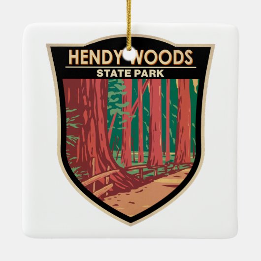 Hendy Bossen State Park California Badge  Keramisch Ornament (Achterkant)