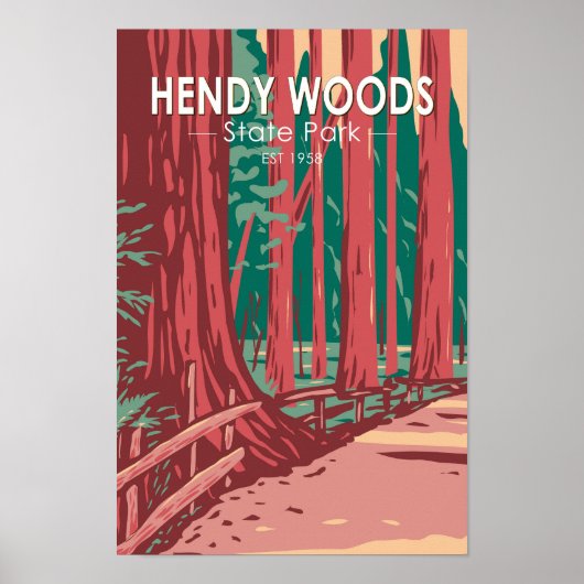Hendy Bossen State Park California Badge Poster (Voorkant)