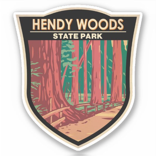 Hendy Bossen State Park California Badge  Sticker (Voorkant)