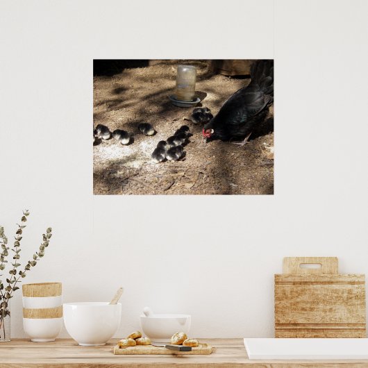 Henen en Baby Poster (Keuken)