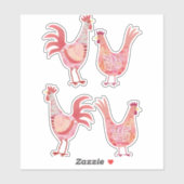 Henen en Cockerels Sticker (Vel)