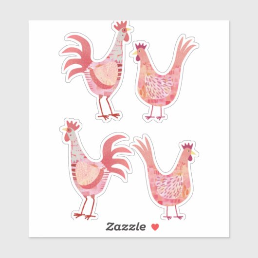 Henen en Cockerels Sticker (Vel)