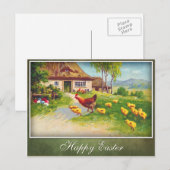 Henen, kippen en paaseieren feestdagenkaart (Voorkant / Achterkant)