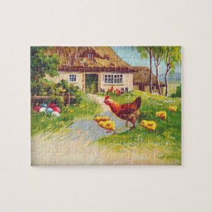 Henen, kippen en paaseieren legpuzzel