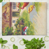 Henen, kippen en paaseieren theedoek (Gevouwen)