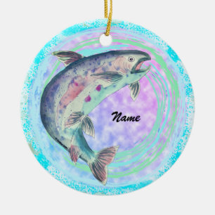 Hengelen op forel aangepaste kerstversiering keramisch ornament