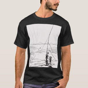 Hengelmeer Gietlijn Kunst Minimalistische Hoek T-shirt