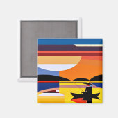 Hengelsport bij zonsondergang magneet (Voorkant / Achterkant)