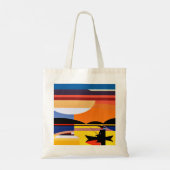 Hengelsport bij zonsondergang tote bag (Achterkant)