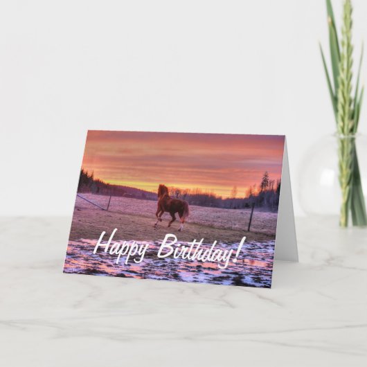 Hengst die naar huis bij Zonsondergang op Kaart (Voorkant)