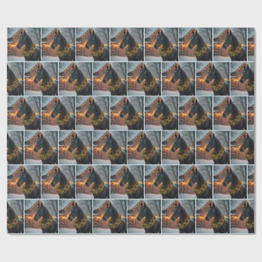 Hengst met een kerstkrans cadeaupapier (Vlak)