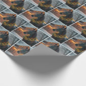 Hengst met een kerstkrans cadeaupapier (Hoek)