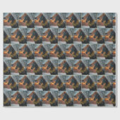 Hengst met een verlichte kerstkrans cadeaupapier (Vlak)