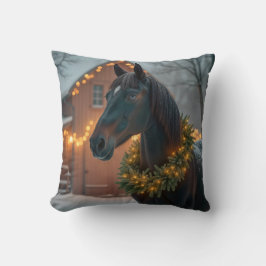 hengst met kerstkrans kussen