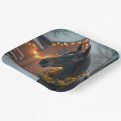 hengst met kerstkrans papieren bordje (Gebogen)