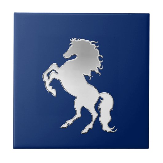 Hengst op Navy Blue Tegeltje (Voorkant)