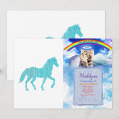 hengst van pony van paarden, mosterang silhouette kaart (Voorkant / Achterkant)