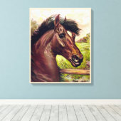 HENGSTENPORTRET. STERK PAARDENGEZICHT CANVAS AFDRUK (Insitu (Houten vloer))