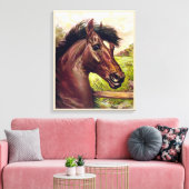 HENGSTENPORTRET. STERK PAARDENGEZICHT CANVAS AFDRUK (Insitu (Woonkamer))