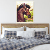 HENGSTENPORTRET. STERK PAARDENGEZICHT CANVAS AFDRUK (Insitu (Slaapkamer))
