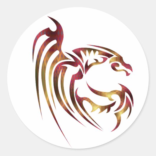Henham de Metallic Red en Gold Dragon Ronde Sticker (Voorkant)