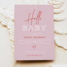 HENLEY Edgy Modern Pink & Red Girl Baby shower