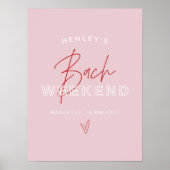 HENLEY Modern Roze Rood Retro Bachelorette Welkom Poster (Voorkant)