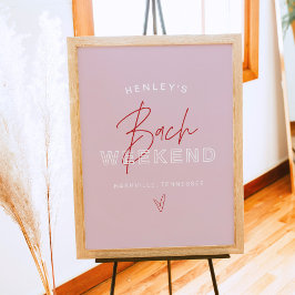 HENLEY Modern Roze Rood Retro Bachelorette Welkom Poster