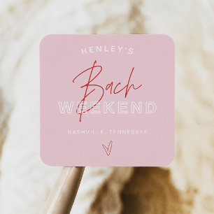 HENLEY Moderne Roze Rood Retro Meisjesuitje Vierkante Sticker