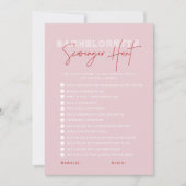 HENLEY Roze Rood Bachelorette Scavenger Hunt Kaart (Voorkant)